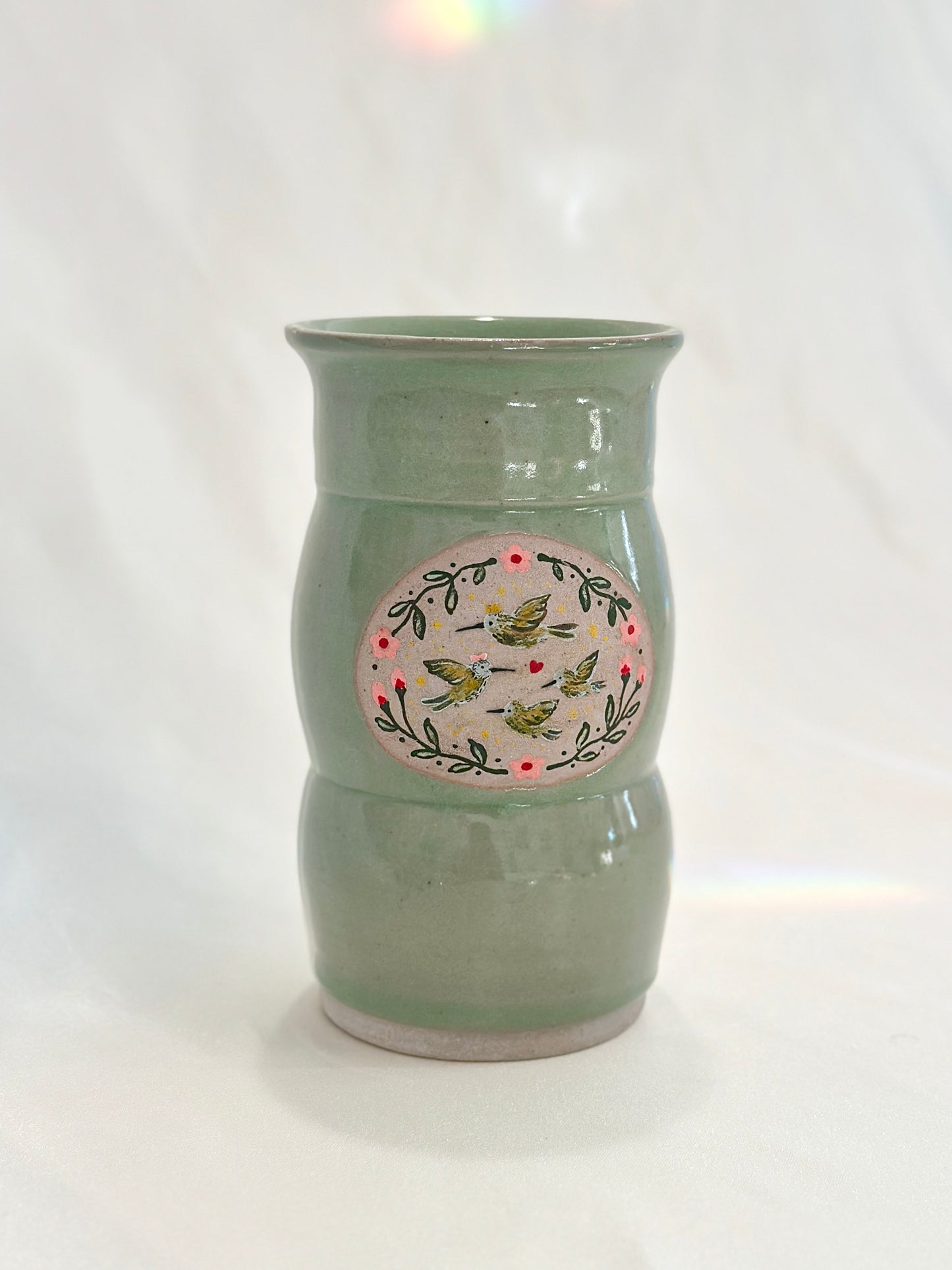 Hummingbird Family Vase