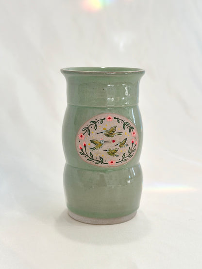 Hummingbird Family Vase
