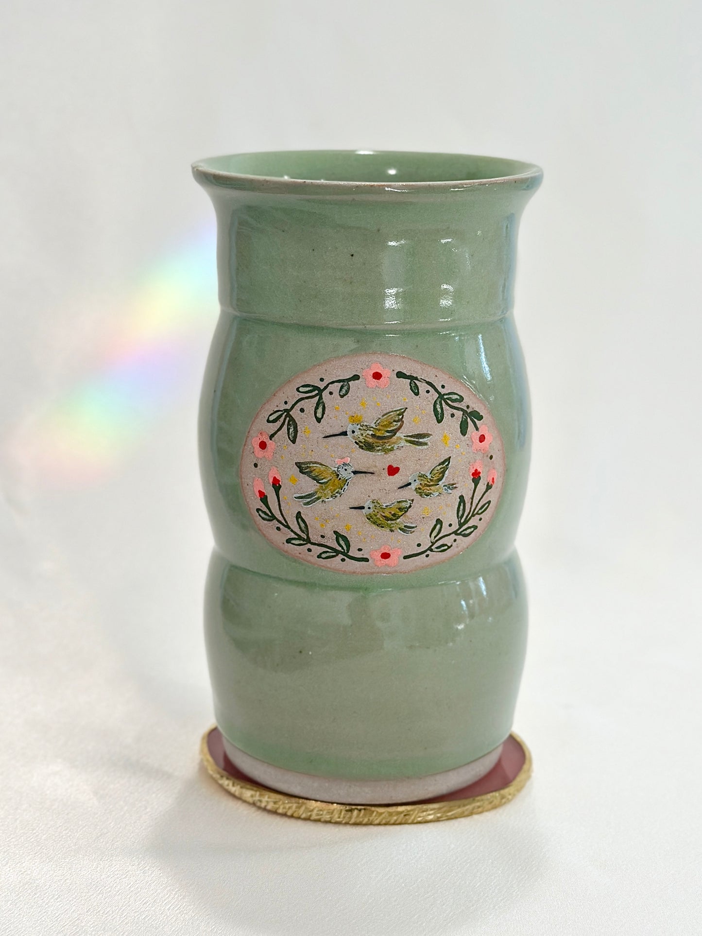 Hummingbird Family Vase