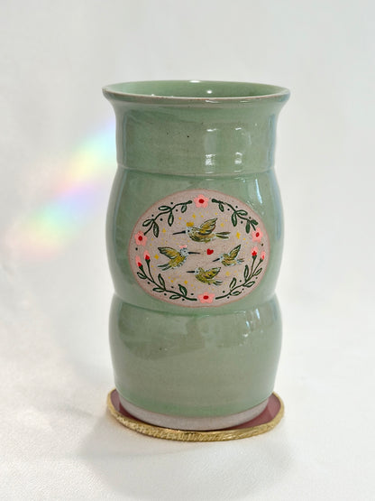 Hummingbird Family Vase