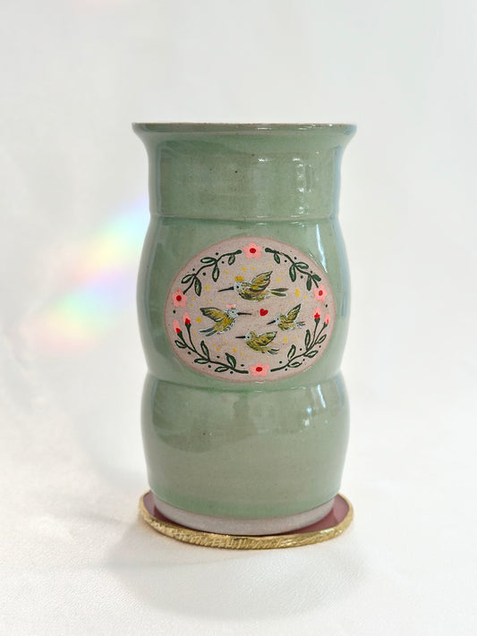 Hummingbird Family Vase