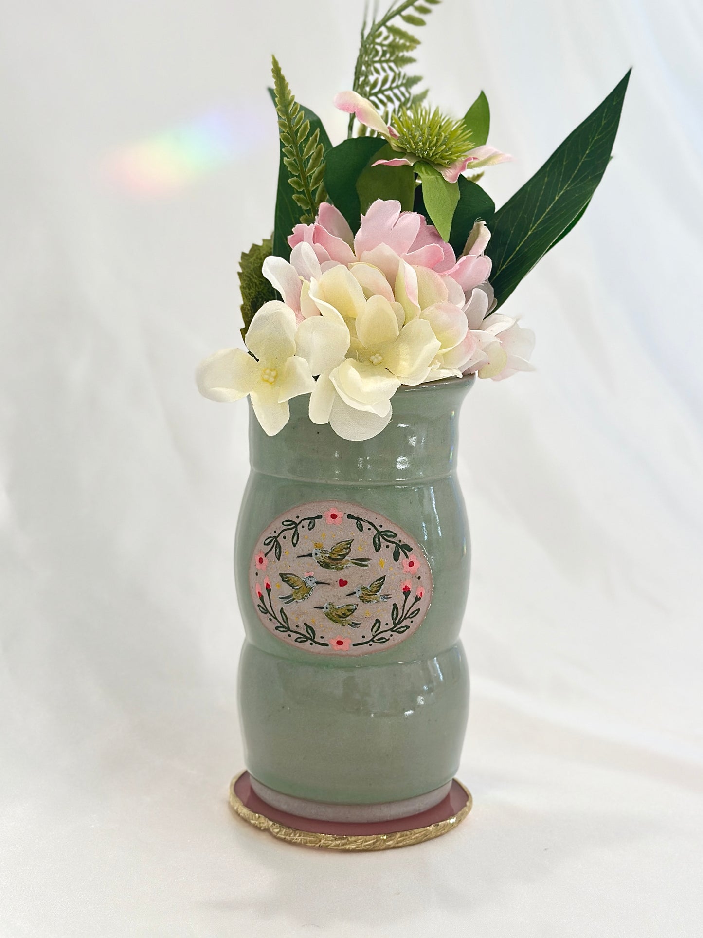 Hummingbird Family Vase