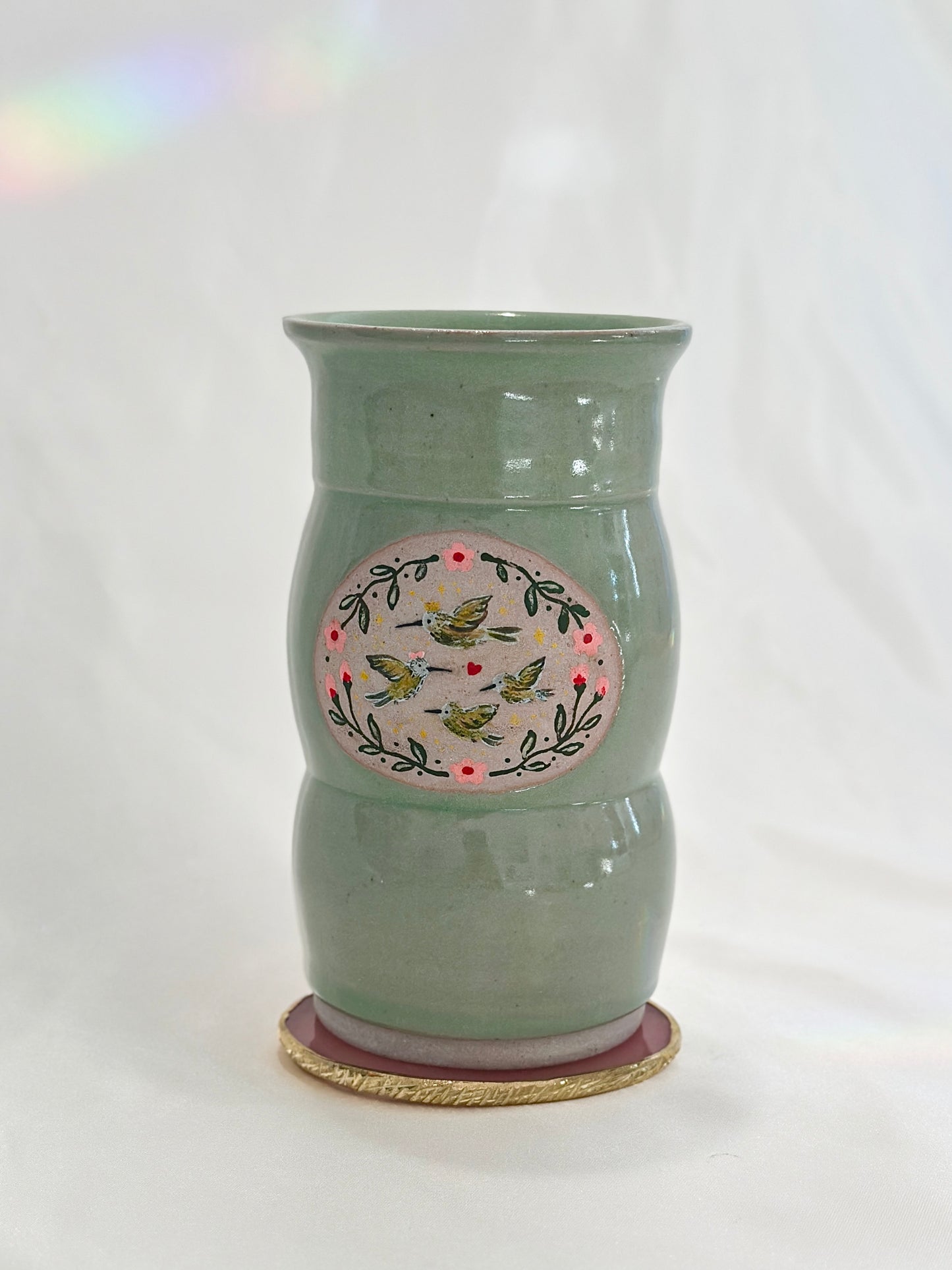 Hummingbird Family Vase